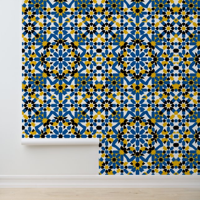 Authentic Moroccan Zellij Arabesque Geometric  Behang (Applicatie)