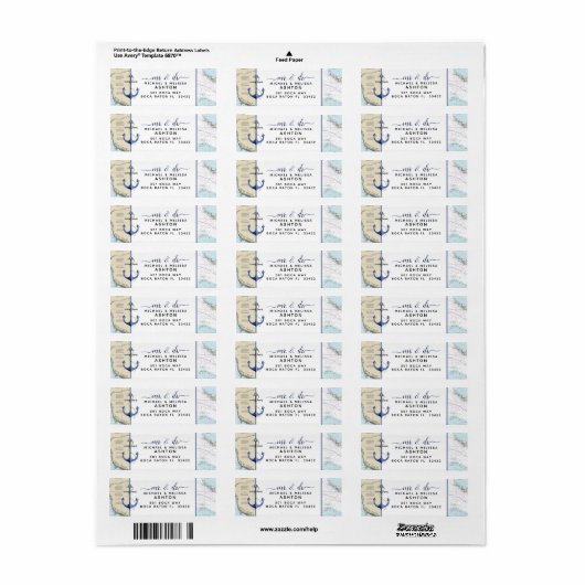 Authentic #Nautical Chart Anchor #Florida #Wedding Etiket (Full Sheet)