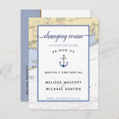 Authentic Nautical Chart Change the Date Aankondigingskaart (Voorkant / Achterkant)