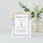 Authentic Nautical Chart Change the Date Aankondigingskaart (Staand voorkant)