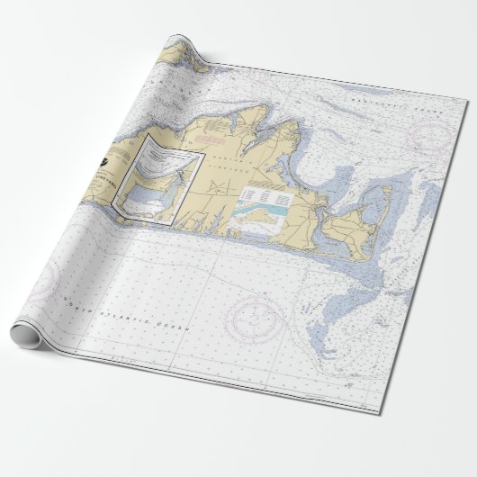 Authentic Nautical Chart Martha's Vineyard Cadeaupapier (Uitgerold)