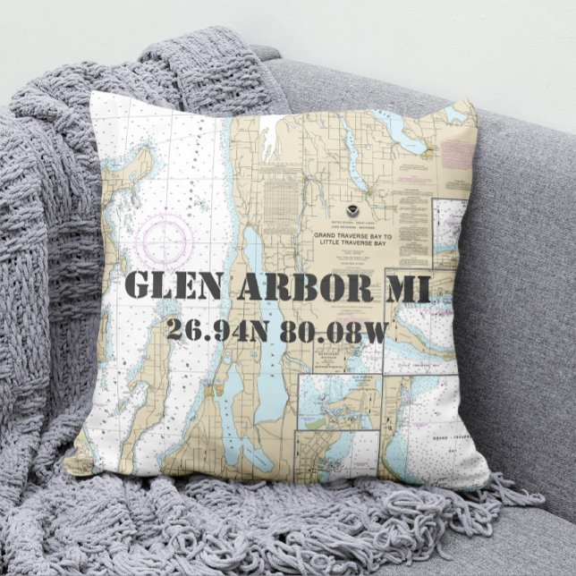 Authentic Nautical Chart Traverse City Michigan Kussen (Creator heeft geüpload)