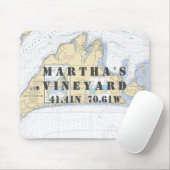 Authentic Nautical Martha's Vineyard Map Muismat (Met muis)