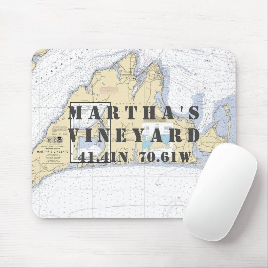 Authentic Nautical Martha's Vineyard  Map Muismat (Met muis)