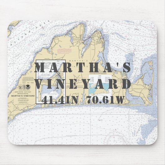 Authentic Nautical Martha's Vineyard Map Muismat (Voorkant)