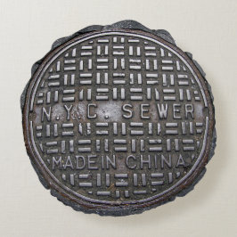 Authentic New York City NYC Sewer Hoesje Rond Kussen