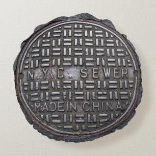 Authentic New York City NYC Sewer Hoesje Rond Kussen