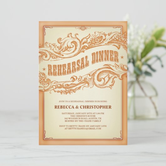 Authentic Old Western Rehearsal Dinner Uitnodiging (Staand voorkant)