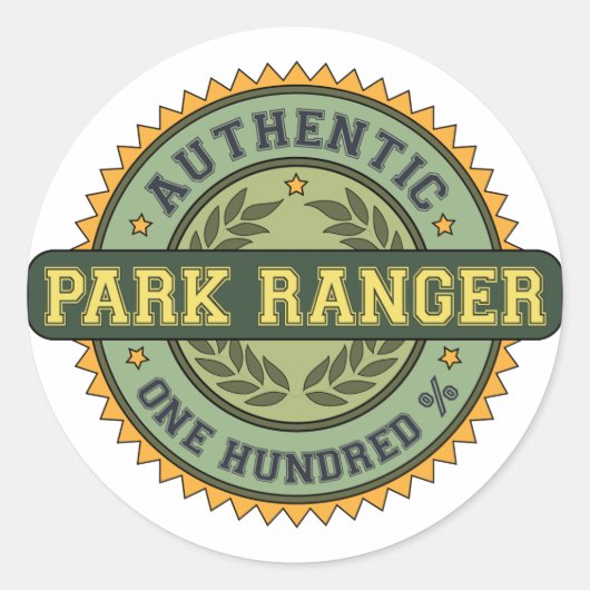 Authentic Park Ranger Ronde Sticker (Voorkant)