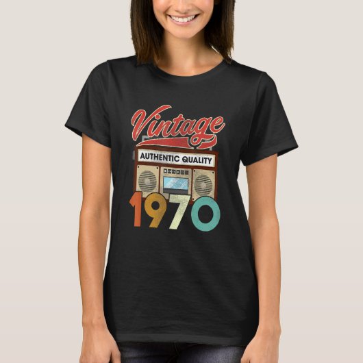 Authentic Quality Radio 1970 52nd Birthday T-shirt (Voorkant)
