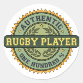 Authentic Rugby Player Ronde Sticker (Voorkant)