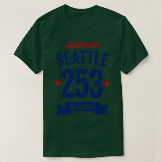 Authentic Seattle 253 Area Code T-shirt (Design voorkant)