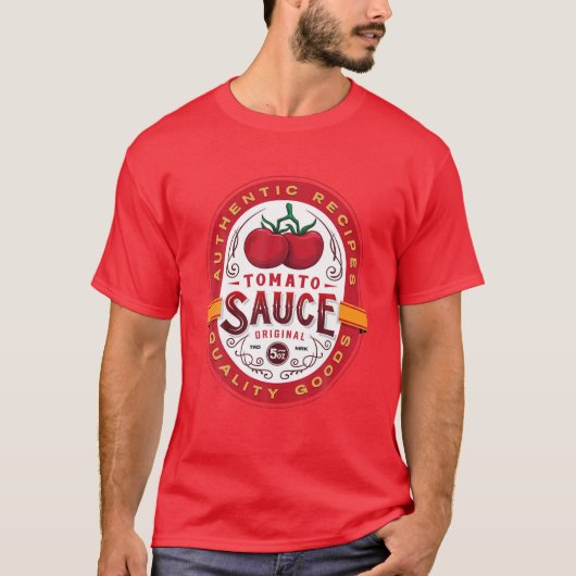 Authentic Tomato Sauce Bottle Label Funny Halowee T-shirt (Voorkant)