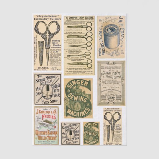 Authentic Vintage Sewing Adverts ES1 Decoupage Tissuepapier (Voorkant)