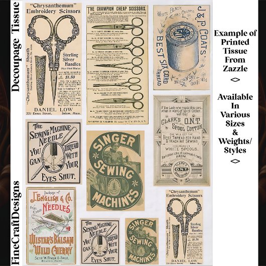 Authentic Vintage Sewing Adverts ES1 Decoupage Tissuepapier