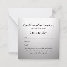 Authenticiteitscertificaat voor juwelen Silver