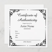 authenticiteitscertificaat voor kunst (Voorkant / Achterkant)
