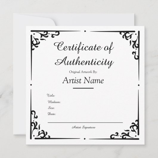 authenticiteitscertificaat voor kunst (Voorkant)