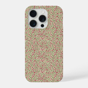 Authentiek 1940s Utility Khaki & Burgundy Bloemmot iPhone 15 Pro Case