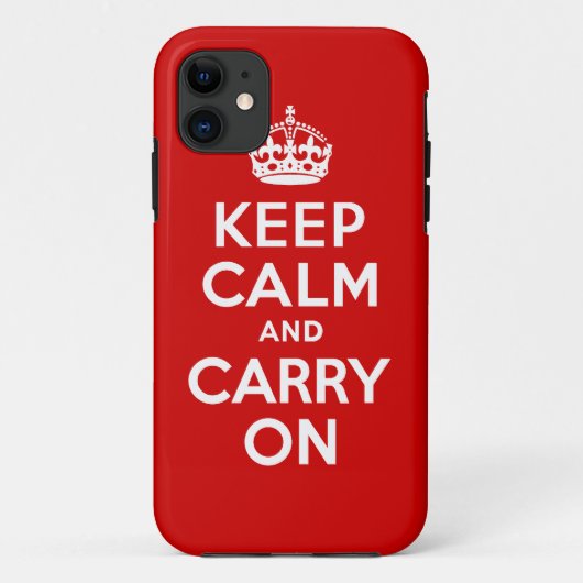 Authentiek houd kalm en draai op rood en wit Case-Mate iPhone case (Achterkant)