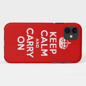 Authentiek houd kalm en draai op rood en wit Case-Mate iPhone case (Achterkant (horizontaal))