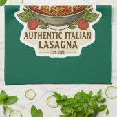 Authentiek Italiaans Lasagna Label uit het verlede Theedoek (Gevouwen)