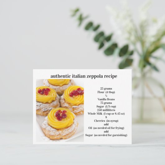 Authentiek Italiaans Zeppola recept Briefkaart (Staand voorkant)