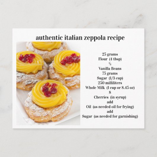 Authentiek Italiaans Zeppola recept Briefkaart (Voorkant)