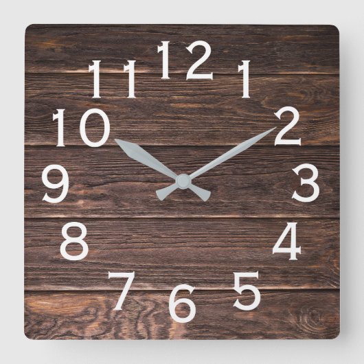 Authentiek kijkend Donkerhout Vierkante Klok (Voorkant)