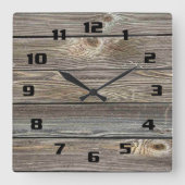 Authentiek kijkend hout vierkante klok (Voorkant)