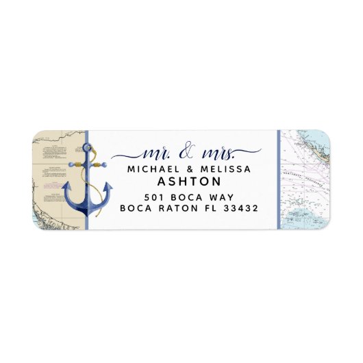 Authentiek Nautical Chart Anchor Script | Florida Etiket (Voorkant)