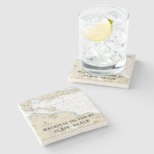 🧭 Authentiek Nautisch Michigan Mackinac Island Stenen Onderzetter (Zijkant)