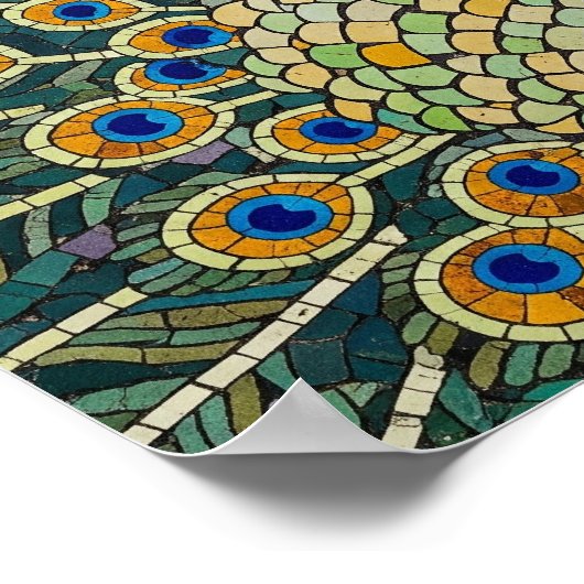 Authentiek pauw mozaïek poster (Hoek)