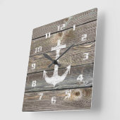 Authentiek uitziend Hout Rustic Anchor nautical Vierkante Klok (Hoek)
