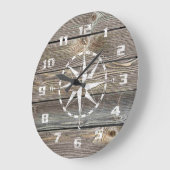 Authentiek uitziend Hout Rustic Nautical Compass Grote Klok (Hoek)