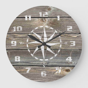 Authentiek uitziend Hout Rustic Nautical Compass Grote Klok