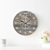 Authentiek uitziend Hout Rustic Nautical Compass Grote Klok (Huis)