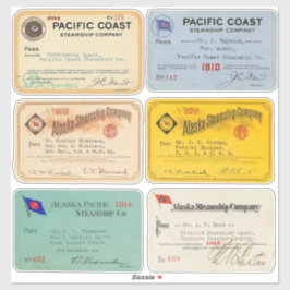 Authentieke Alaska en Pacific Steamship Pass 1900s Sticker