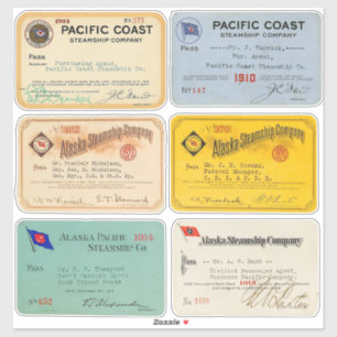 Authentieke Alaska en Pacific Steamship Pass 1900s Sticker