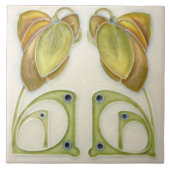 Authentieke Art Nouveau John Barratt Majolica Flor Tegeltje (Voorkant)