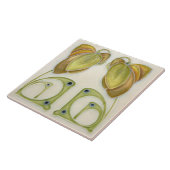 Authentieke Art Nouveau John Barratt Majolica Flor Tegeltje (Zijkant)