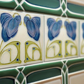 Authentieke Art Nouveau John Barratt Majolica Flor Tegeltje