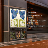 Authentieke Art Nouveau John Barratt Majolica Flor Tegeltje