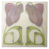 Authentieke Art Nouveau John Barratt Majolica Flor Tegeltje (Voorkant)