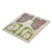 Authentieke Art Nouveau John Barratt Majolica Flor Tegeltje (Zijkant)