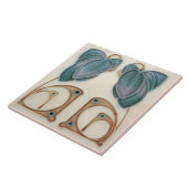 Authentieke Art Nouveau John Barratt Majolica Flor Tegeltje (Zijkant)