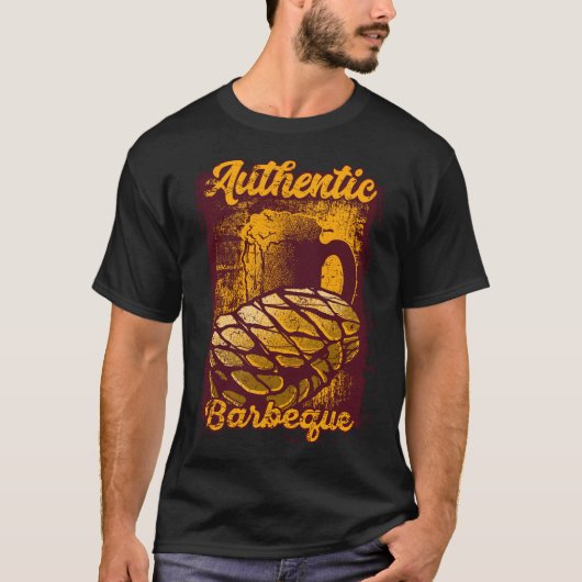 Authentieke BBQ Grill Grunge Illustratie T-shirt (Voorkant)