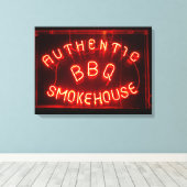 authentieke BBQ rookhoes neon signage Canvas Afdruk (Insitu (Houten vloer))