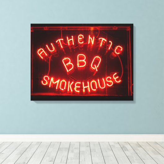 authentieke BBQ rookhoes neon signage Canvas Afdruk (Insitu (Houten vloer))