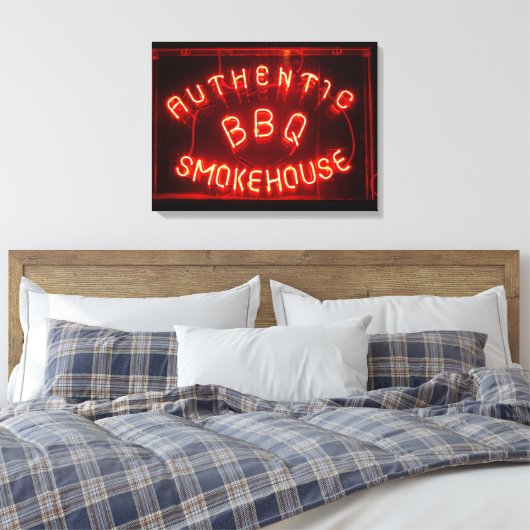 authentieke BBQ rookhoes neon signage Canvas Afdruk (Insitu (Slaapkamer))